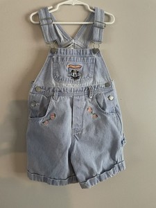 Vintage Baby Mickey & Co Denim Overalls Shortalls Embroidered Minnie Disney 6