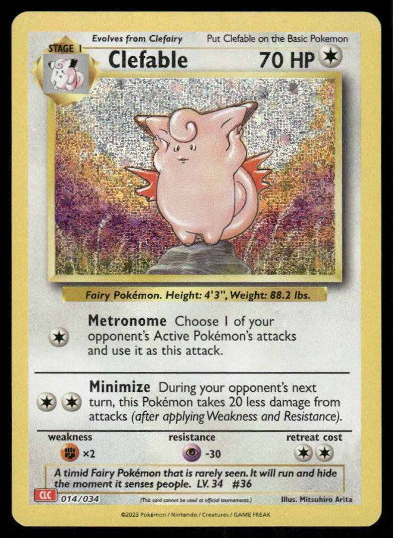 Clefable 014/034 Holo Classic Collection Trading Card Game Classic Pokemon NM