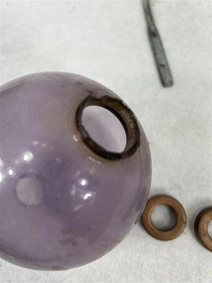 varilla de aligeramiento antigua con bola de vidrio púrpura collares de metal remate 1800 Foto 4 de 4