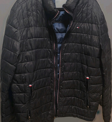 Tommy Hilfiger Black Packable Quilted Puffer Jacket Zip Pockets Men XL