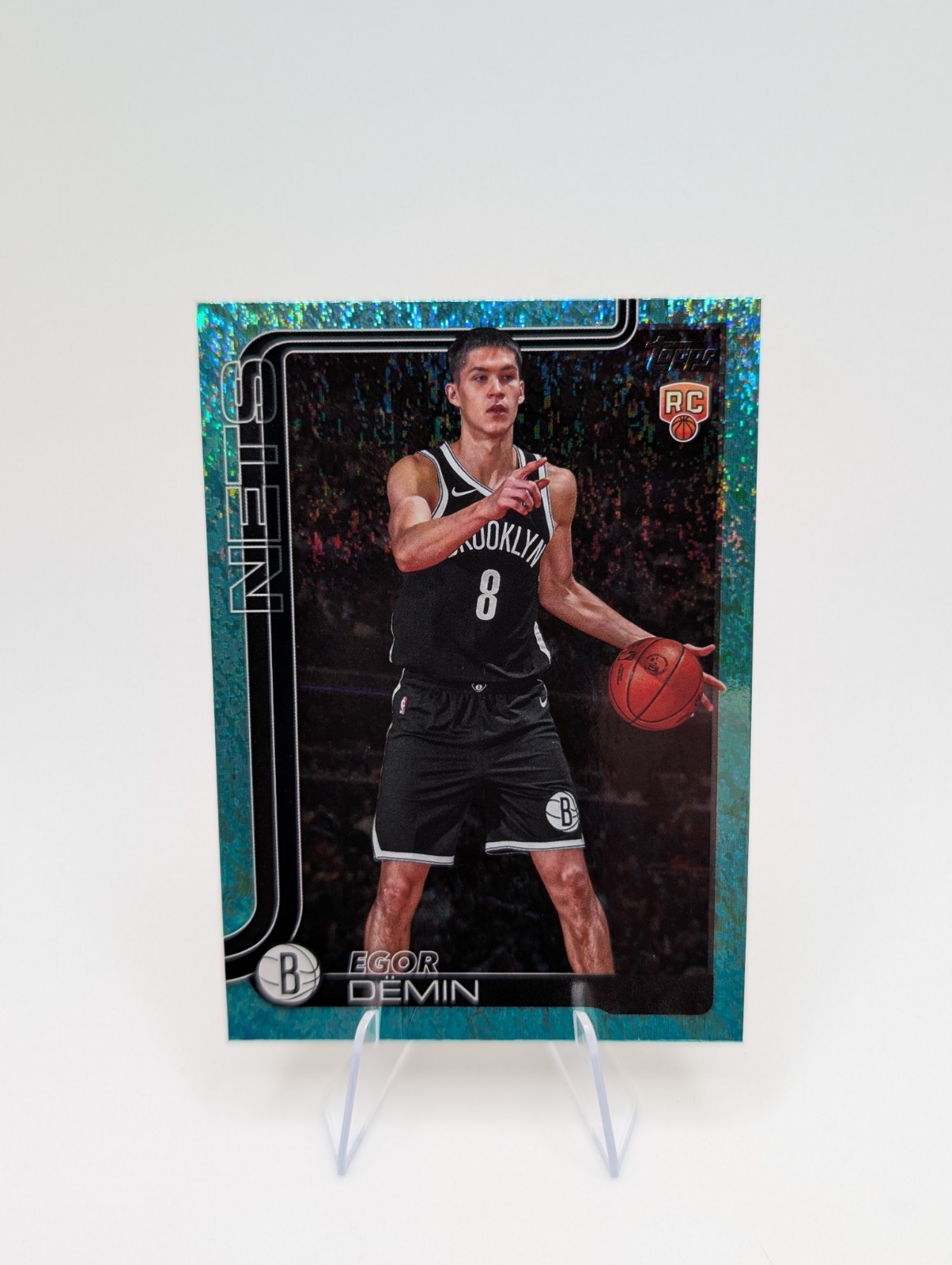 2025-26 Topps Flagship Egor Demin #208 Aqua Holo Foil 1:500 Brooklyn Nets RC