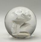 Rückl Czech Crystal Art Glass Paperweight White Swirl Bubble Design