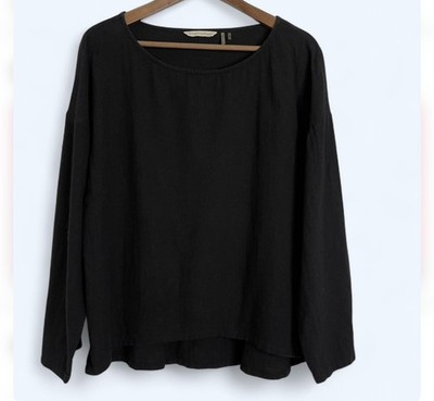 Soft Surroundings  Women's Petite M Black Boxy Tunic Top Lagenlook