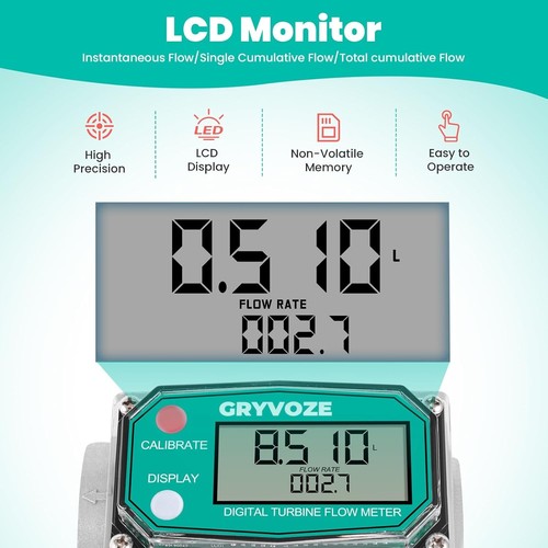 2 PCS Digital Turbine Fuel Flow Meter 1 Inch - Precise & Versatile Measurement - Picture 7 of 10