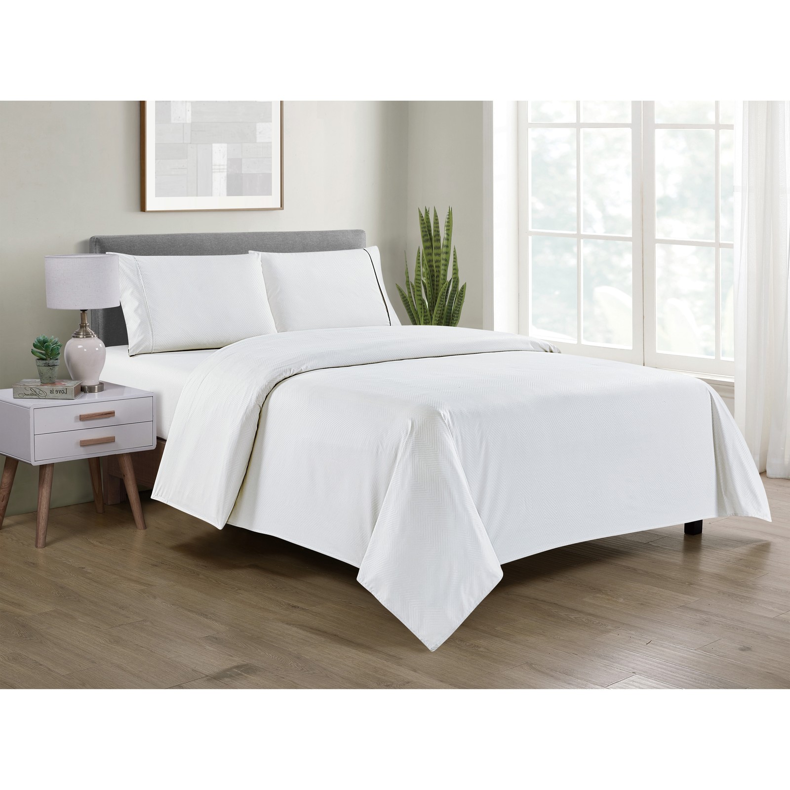 Bamboo Rayon 4-Piece Chevron Embossed Luxury Sheet Set