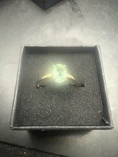Vintage 9ct Yellow Gold Oval Natural Emerald Solitaire Ring - Size N½