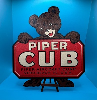 Vintage Piper Cub Logo   3D Printed Collectible Sign