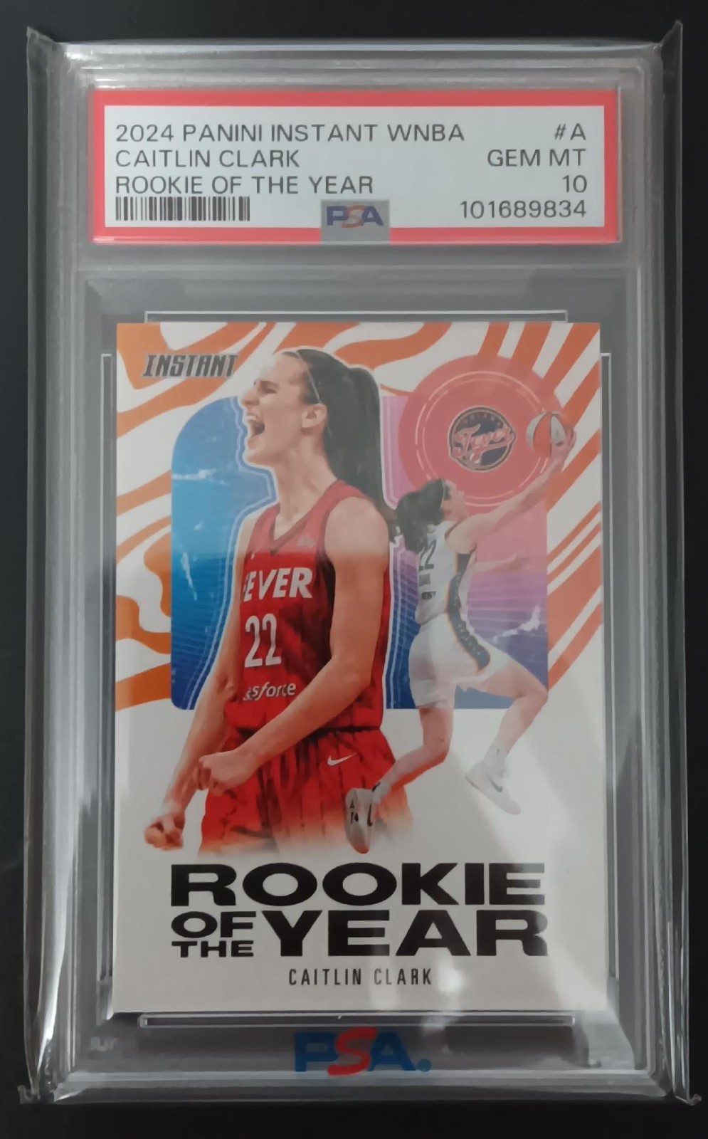 Caitlin Clark 2024 Panini Instant WNBA Rookie of the Year ROY - Fever PSA 10