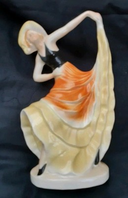 Vintage Porzellan Figur einer tanzenden Dame Art Deco Stil 7 cm hoch
