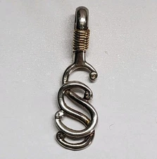 Vintage Sterling Silver and Brass Taxco Pendant Double S Design SS