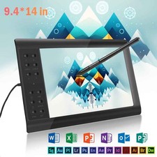 10x6" Digital Graphics Drawing Tablet HD Screen PC Artist Board Battery-Free Pen