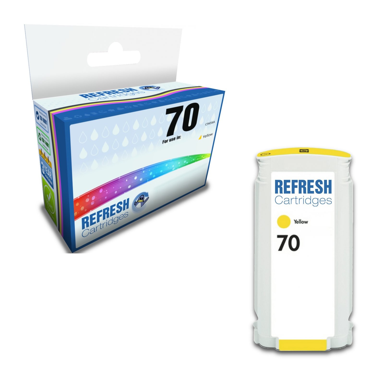 Refresh Cartridges Replacement Yellow 70 Ink Compatible With HP Printers