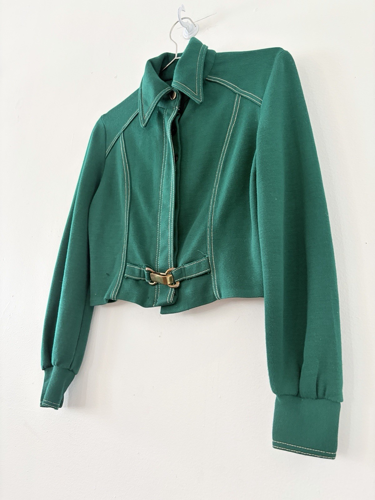 60s Mod Pointed Collar Cropped Button Jacket Bras… - image 5