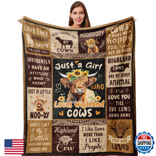 Qotuty Highland Cow Blanket Highland Cow Gifts for Women Cow Gifts for Women Bir