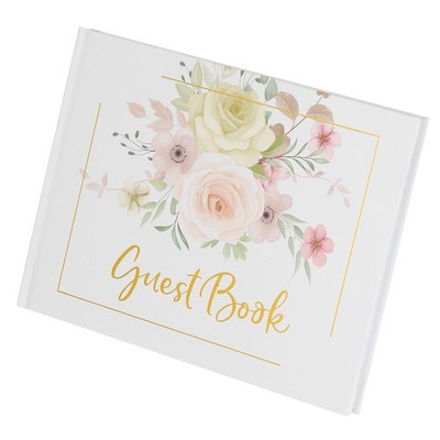 Wedding Guest Reception Sign Book Guestbook for Bridal Shower, Pink Rose
