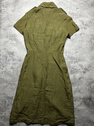 Max Mara Dress Linen Made In Italy Size 6 Green - Picture 8 of 15