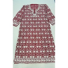 Unbranded Embroidered Kurta Tunic Women XL Red Excellent Boho Chic Ethnic Long
