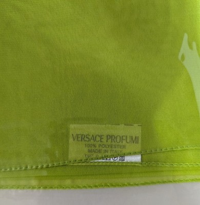 NIB Versace Profumi Vintage Green Medusa Logo Chiffon Scarf 15  X 63  Polyester