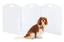 Clear Acrylic Freestanding Dog Gates for the House   Folding 3-Panel Pet Gate...