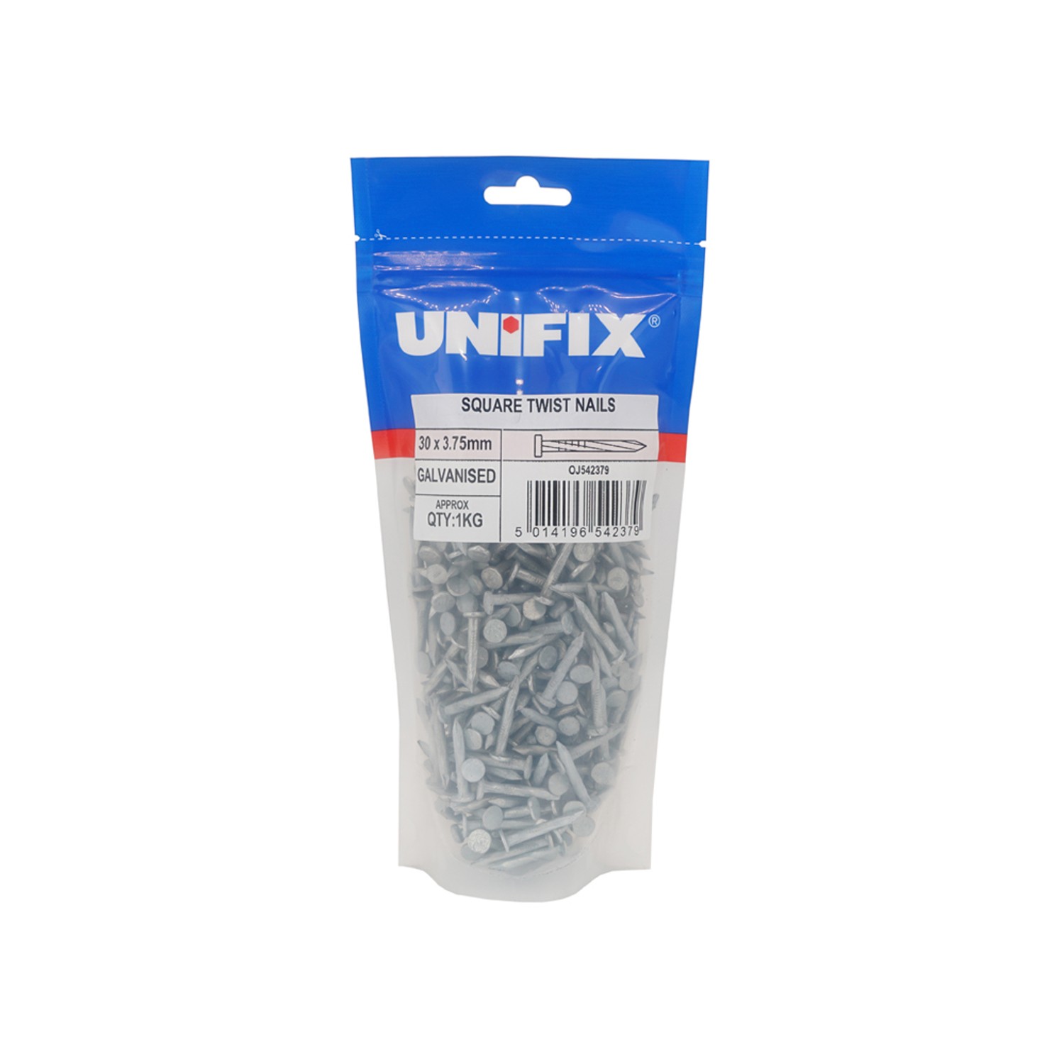 Unifix Galv Square Twist Nail CE - 30 x 3.75mm - Box of 5
