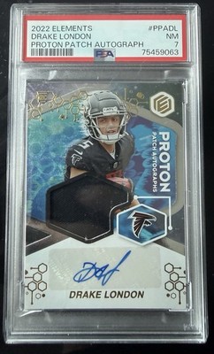 Drake London Autograph Rookie Card /25 | Panini Elements Proton Patch | PSA 7