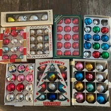 VTG Glass Ornaments 90+ Lot Shiny Brite Usa Rauch Mr Christmas W/ Boxes Mixed