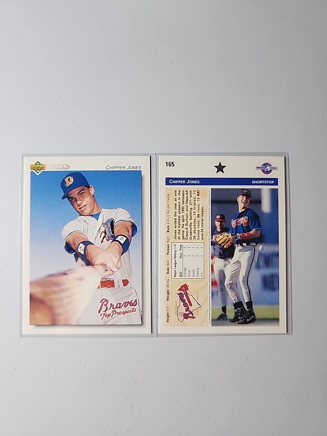 1992 Upper Deck Minor League Baseball Chipper Jones Rookie Card HOF #165 NM-MT