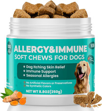 Dog Allergy Relief Chews,Itchy Skin and Coat Relief,Paw Licking Support with Ome