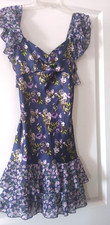 FOREVER 21 SHORT DRESS SIZE S, SLEEVELESS, VIOLET, WHITE. GREEN SATIN, RUFFLED