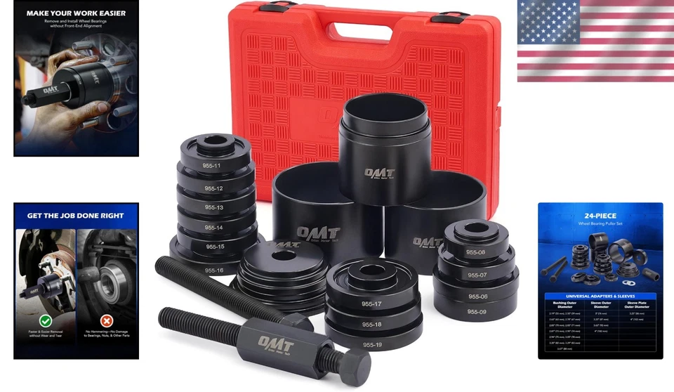 Wheel Bearing Puller Set Steel 24pc Universal Front Wheel Drive Auto Tools — 第 2/4 张图片