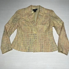 Requirements Vintage 80’s Yellow Stripped Fitted Blazer Jacket Size 8 Med