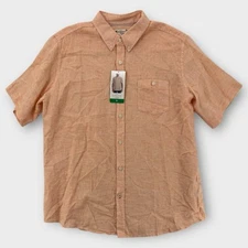 Weatherproof Vintage Shirt Mens XL Orange Linen Blend Button Down Summer NWT
