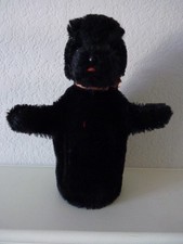 Vintage 1960's STEIFF Hand Puppet SNOBBY the POODLE 9" Black w/Brown Eyes Mohair