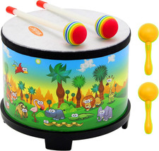 Floor Tom Drum for Kids 8-Inch Percussion Instrument Music Drum with 2 Mallets a