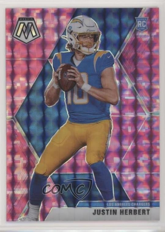 2020 Panini Mosaic Rookies Pink Camo Prizm Justin Herbert #204 Rookie RC 0f76