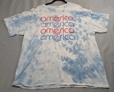 Tie Dye America Shirt Mens XL Blue Retro Graphic Cotton Tee Junk Food Clothing 