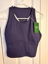 Halara Women's Blue Ribbed Sports Cut Out Bra Top Size XL NWT