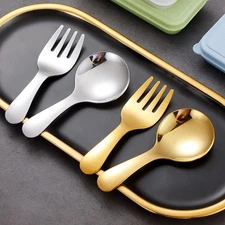 Stainless Steel Kid Spoon Fork Set Convenient to Use Travel Mini Tableware