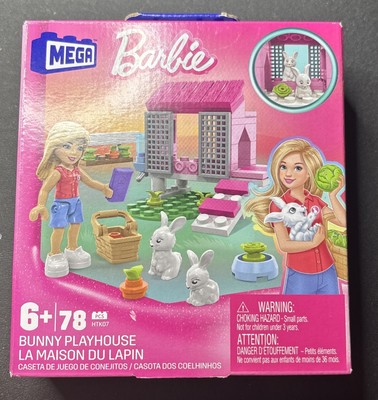 MEGA Barbie Bunny Playhouse 78 Pcs Building Set Ages 6+ HTK07 Mattel Sealed Box