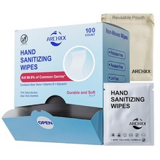 Hand Sanitizer Wipes 100 Count Individually Wrapped 70 Alcohol Aloe Vera Scent