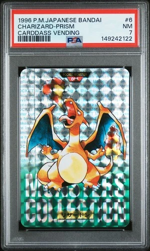 1996 POKEMON JPN BANDAI CARDDASS VENDING #6 CHARIZARD-PRISM PSA 7