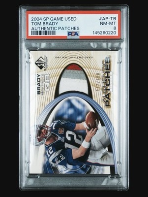 Upper Deck 2004 SP Game Used Tom Brady Authentic Patches AP-TB /100 PSA 8