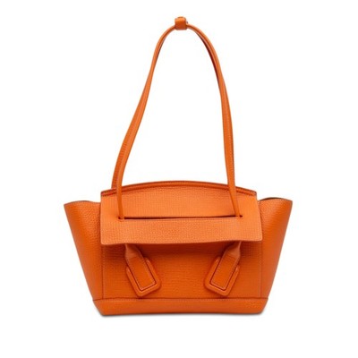 Bottega Veneta Small Grained Calfskin Arco Einkaufstasche Pre-Loved Orange