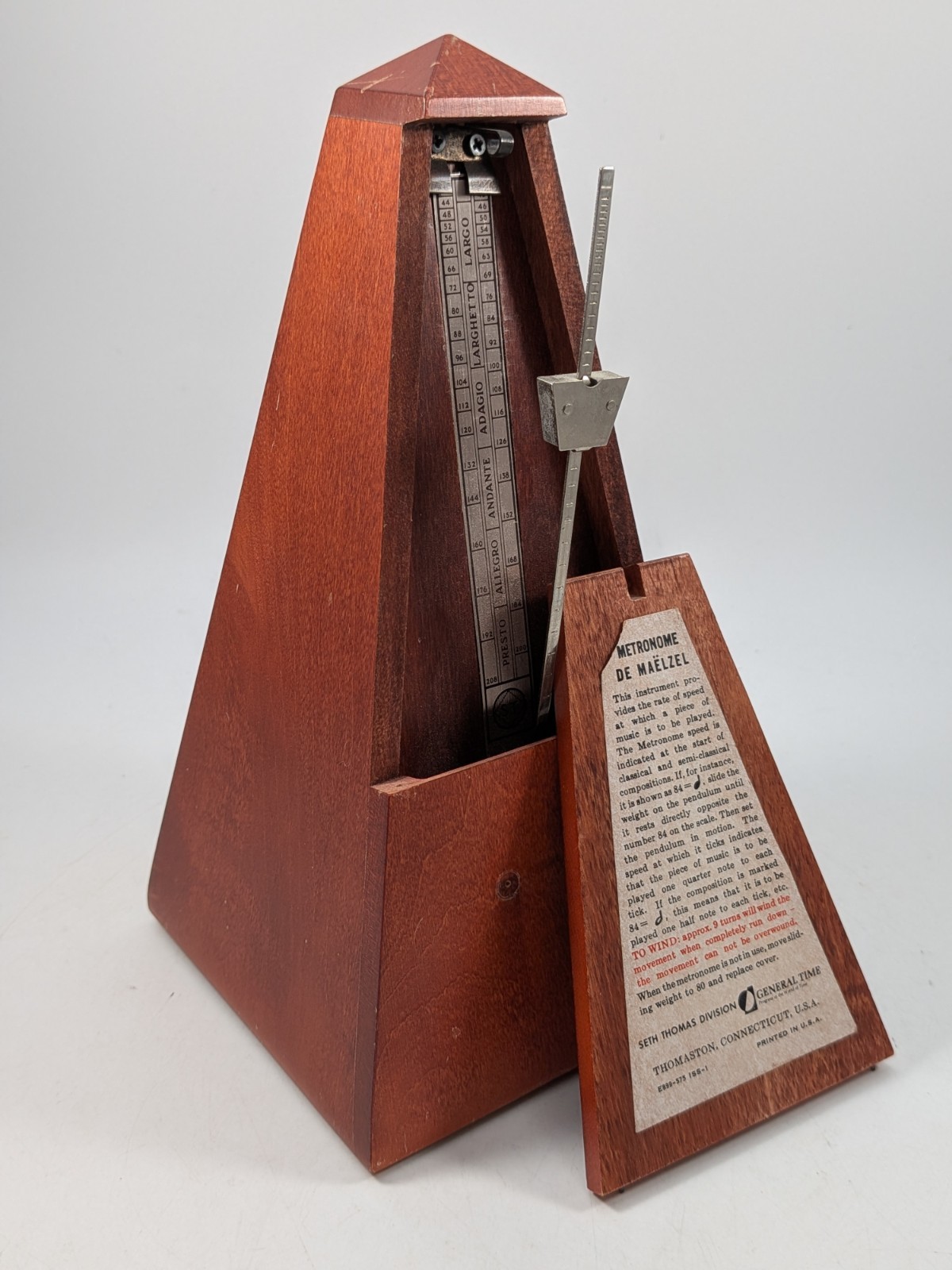 Vintage Seth Thomas Wood Wind Up  Metronome De Maelzel  Made in USA