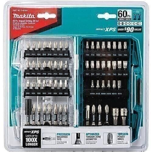 New Makita E-01644 Impact XPS 60-Piece Bit Set Torsion Zone