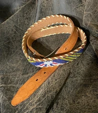 NATIVE AMERICAN BELT-BEADED EATHER-VINTAGE-ROUTE 66-VERY GOOD CONDITION