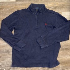 Polo Ralph Lauren Boys Large 14-16 Navy Blue Quarter Zip Pullover Sweater