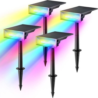 Solar Spot Lights Outdoor, Adjustable 170° Solar Outdoor Light, 7 Multicolore...