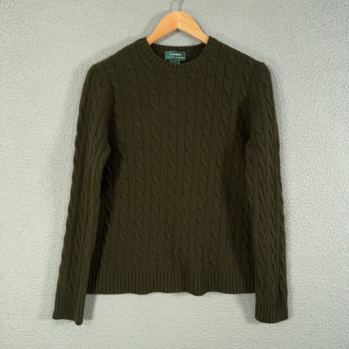 Vintage Lauren Ralph Lauren Cable Knit Sweater Large Slim Wool Cashmere Angora - Image 1