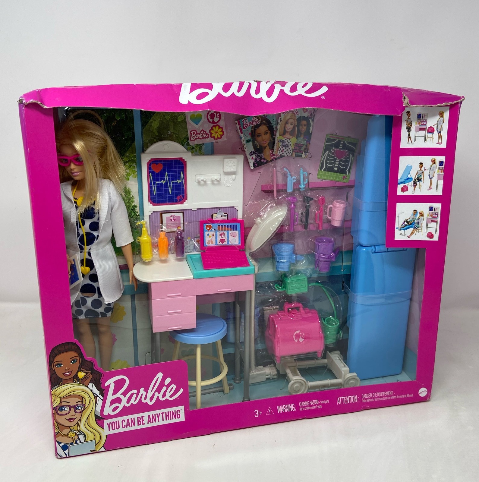 Barbie Medical Doctor Doll & Playset GWV01 - Blonde 12-in Doll with Exam Table
